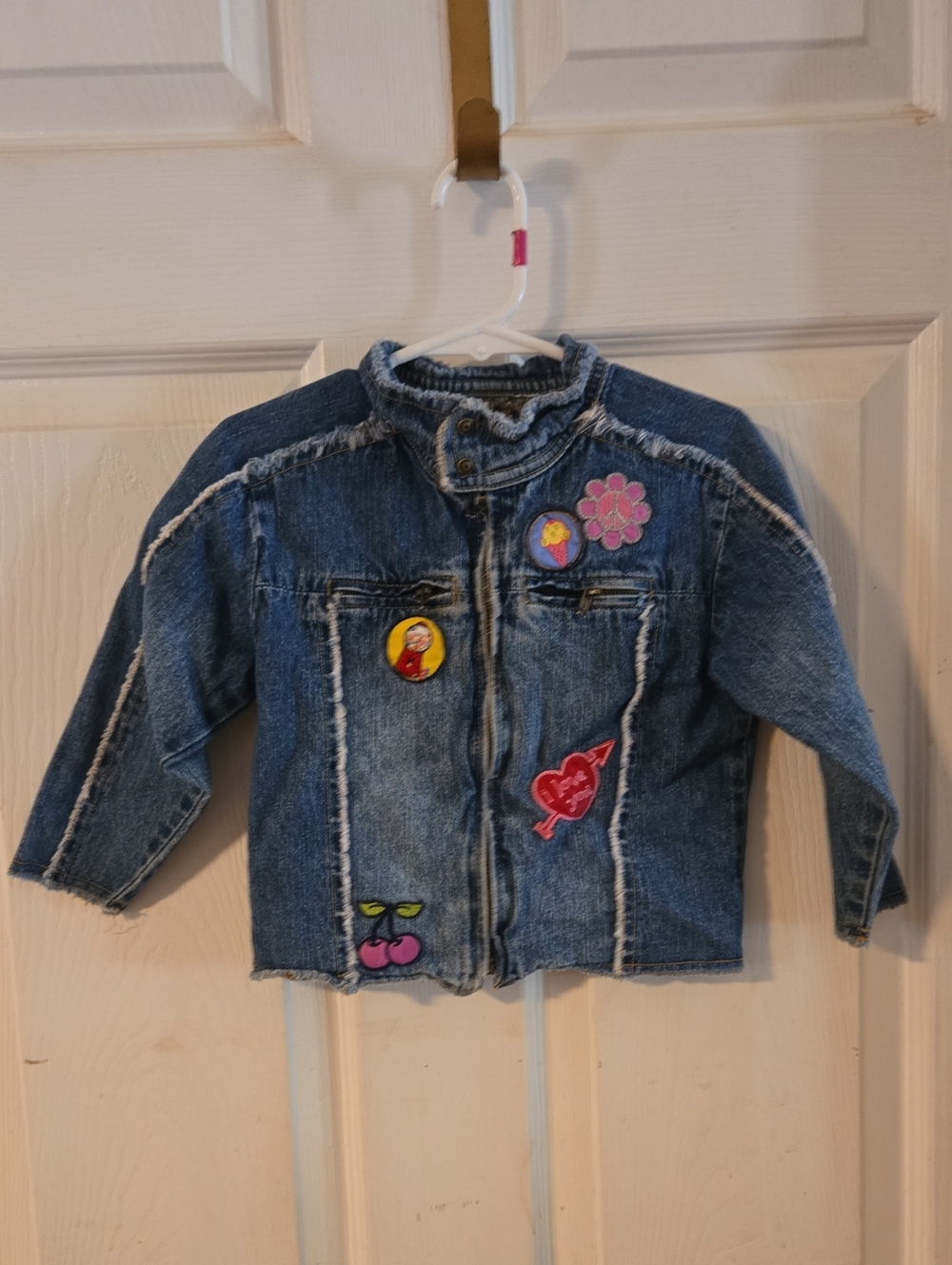 The Children's Place Distressed Denim Jacket with Colorful Patches